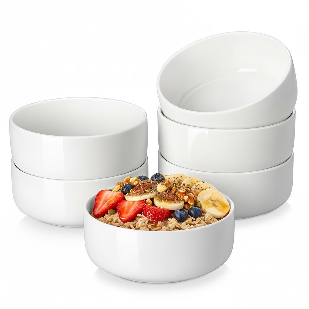 MALACASA front view set of six bowls shows clean porcelain and elegant shape