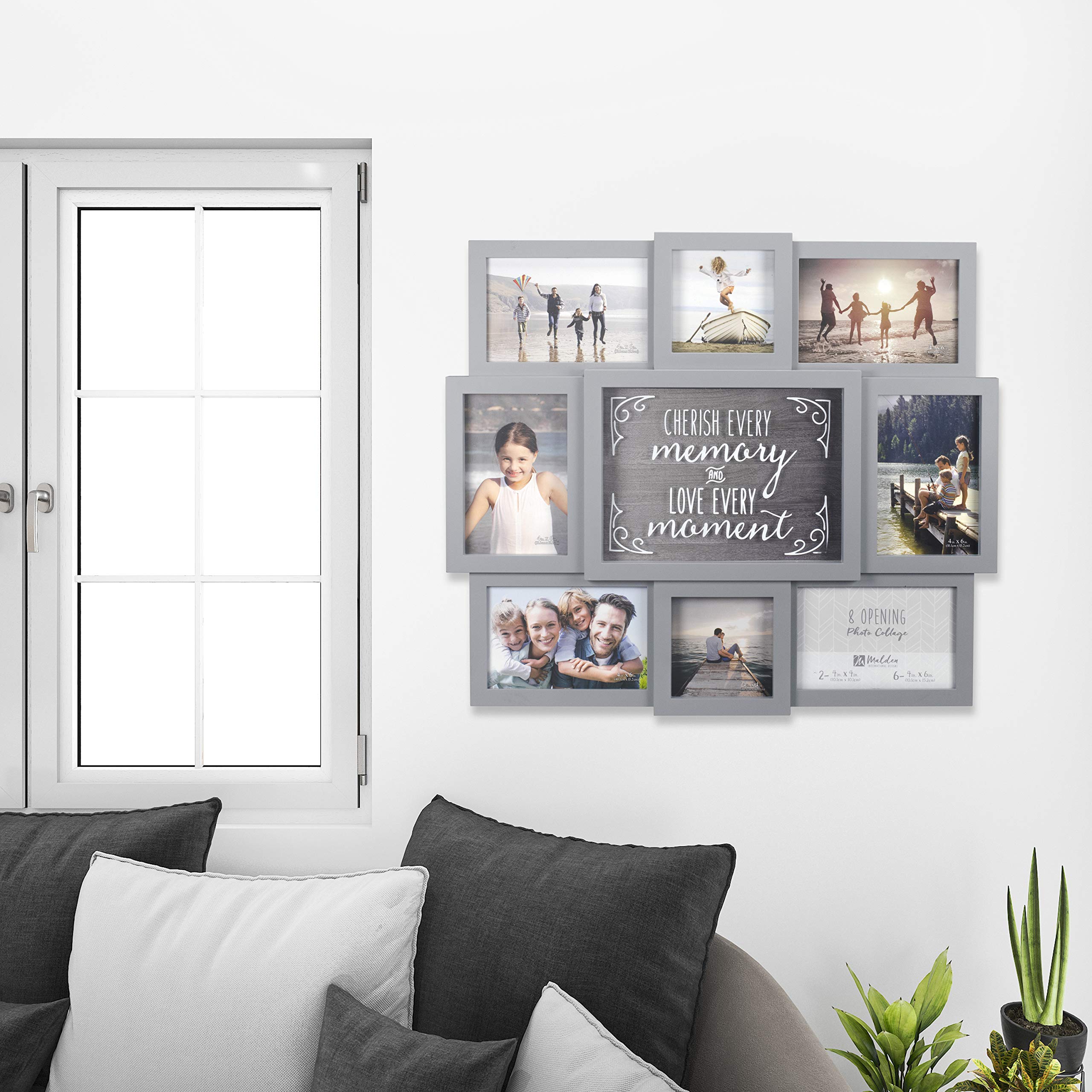 Malden close-up of center glass sentiment 'Cherish every memory and love every moment' offering a heartfelt accent