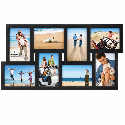 Malden front view collage frame showing eight 4x6 photos and clean black finish for coordinated display