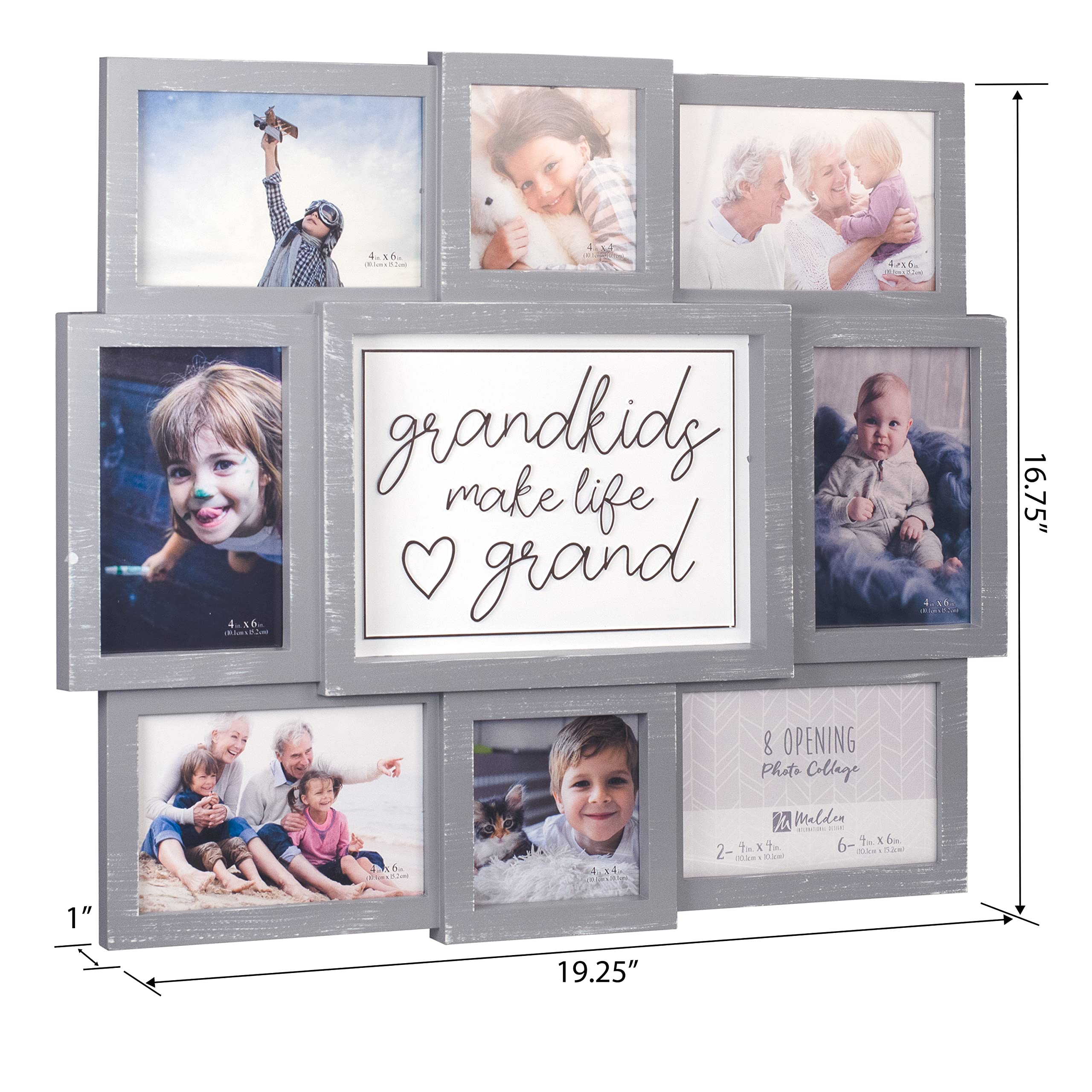 Malden collage hung above couch showing how it personalizes family living space