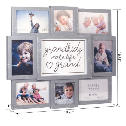 Malden collage hung above couch showing how it personalizes family living space
