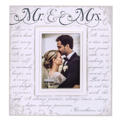Malden Mr. & Mrs front view showing script and verse, elegant gift