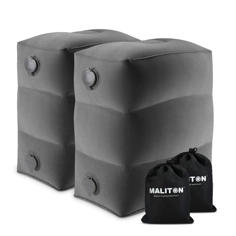 Maliton front view of dark grey 2-pack showing compact travel design and convenience