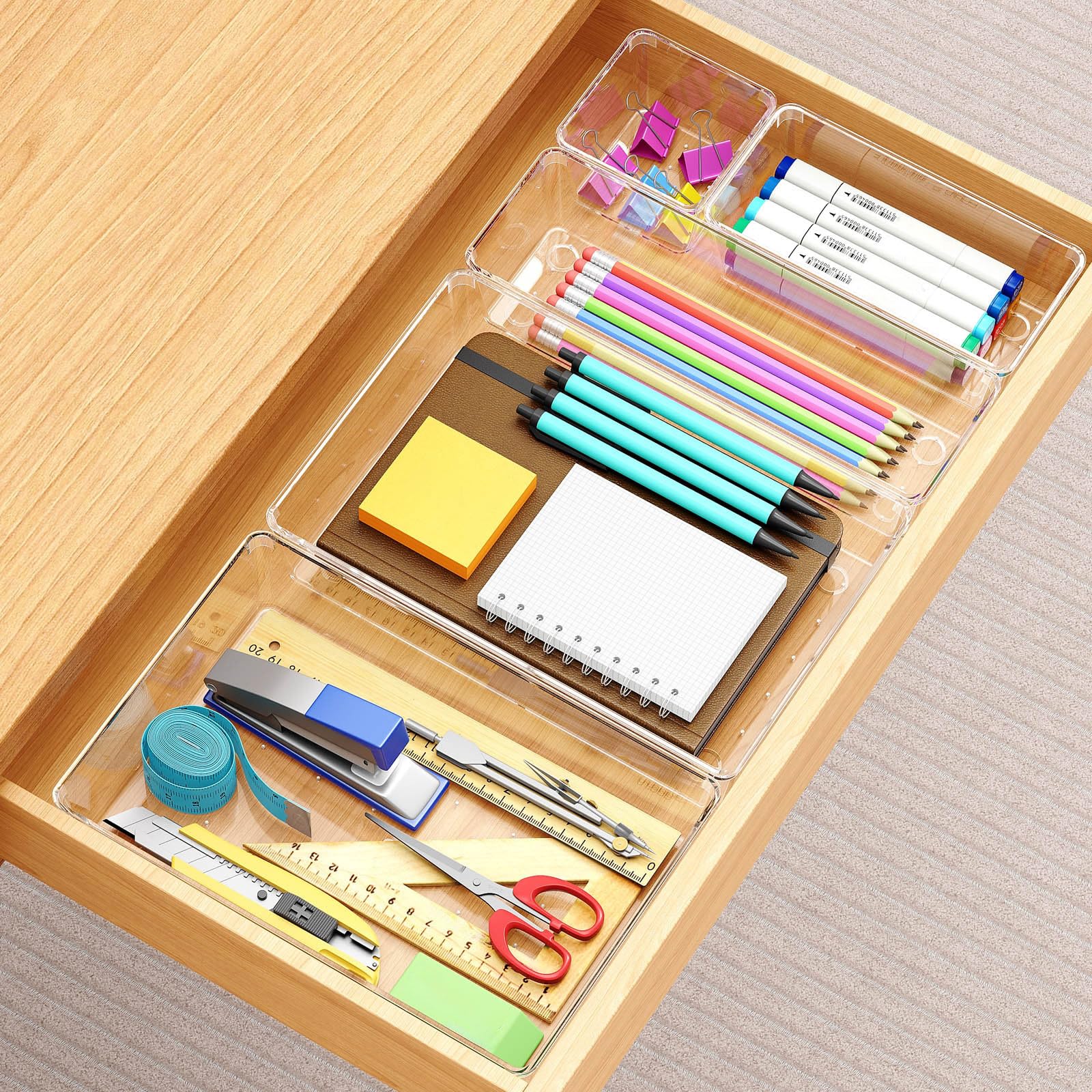 Manalete installed in a vanity drawer with cosmetics, improves morning routine