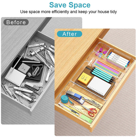 Manalete top-down layout of four tray sizes, shows flexible drawer customization