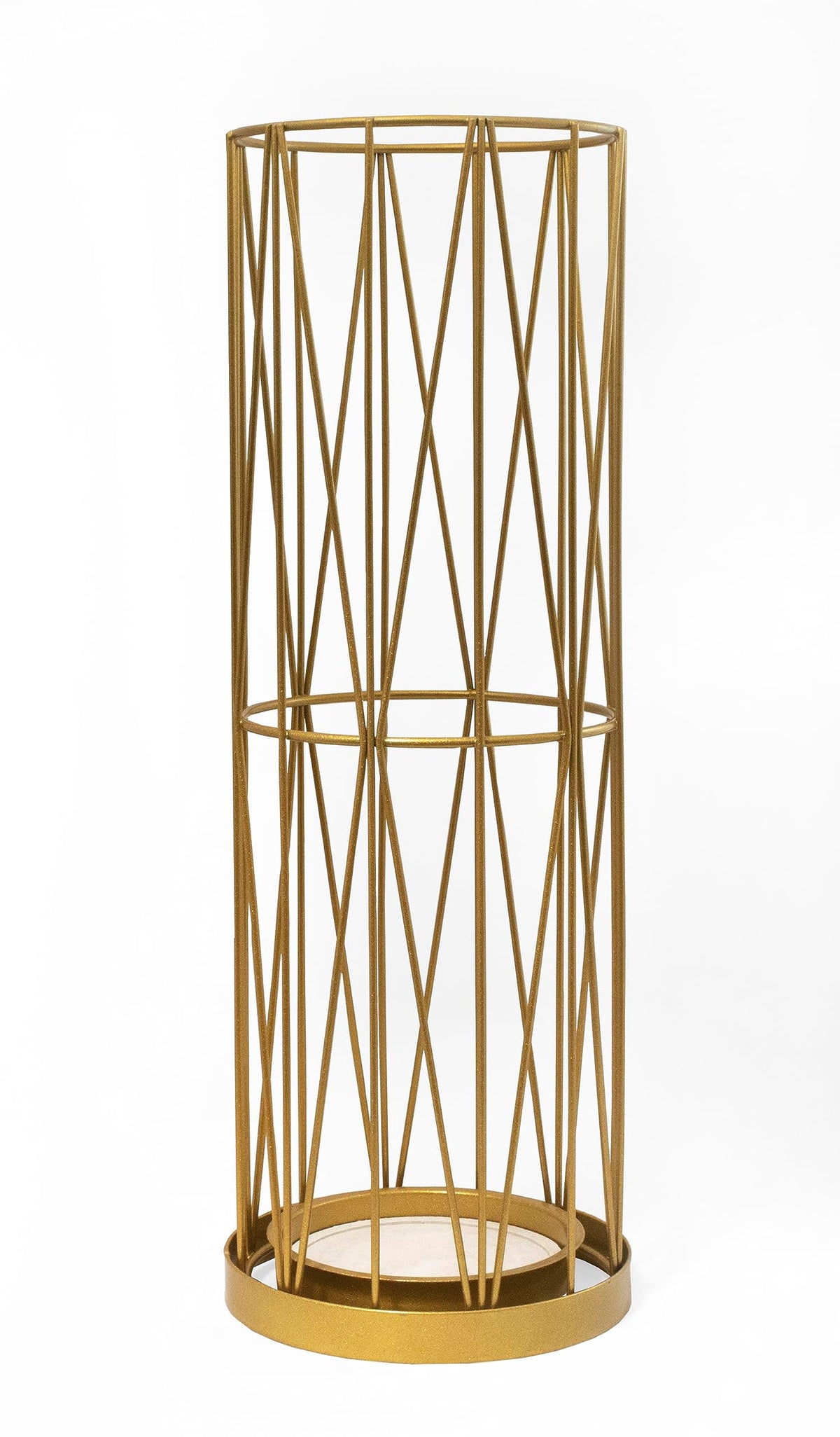 Mango Steam umbrella holder front view showing gold finish and compact design, protects floors