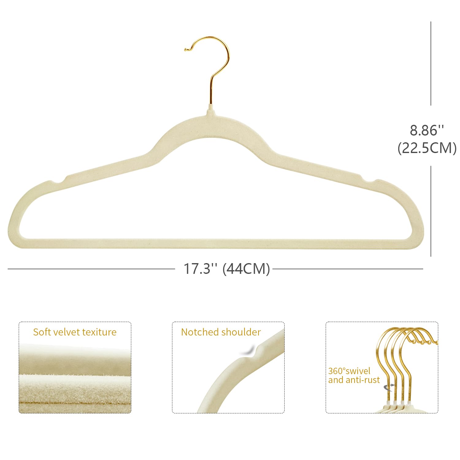 ManGotree gold 360-degree swivel hook detail for easy hanger rotation