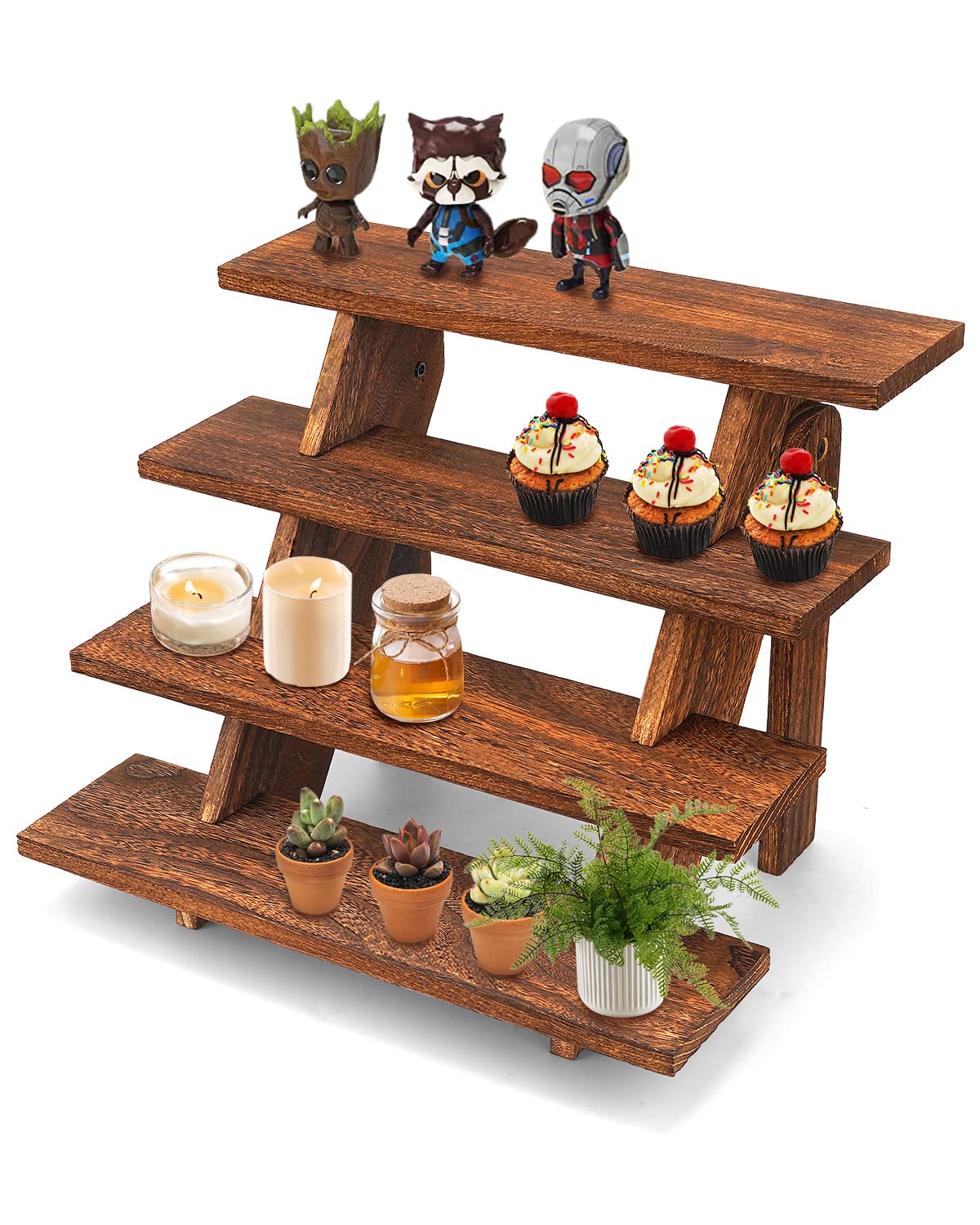 manspdier front view wooden cupcake stand showing rustic presentation benefit