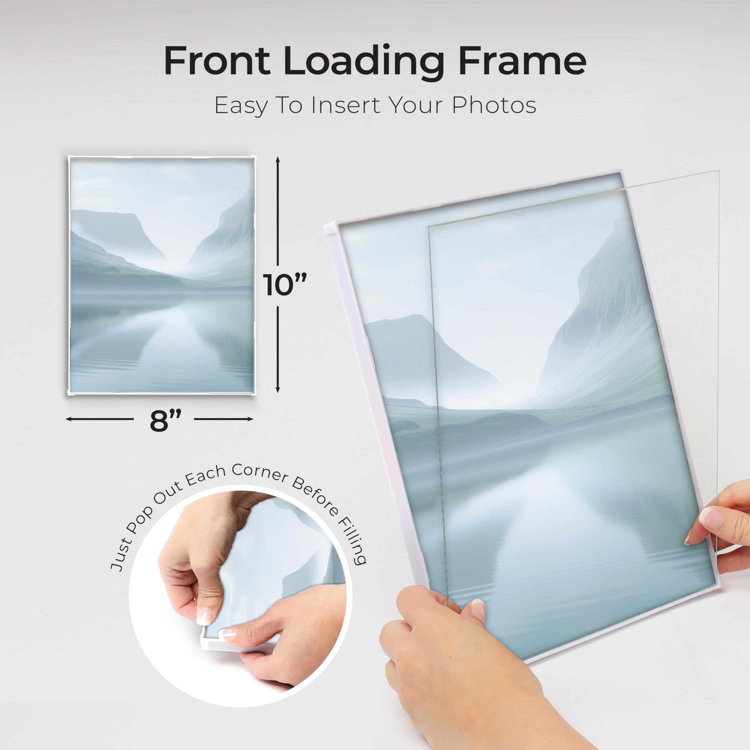 MANTELLO ESSENTIALS portrait frame on table demonstrating quick tabletop setup