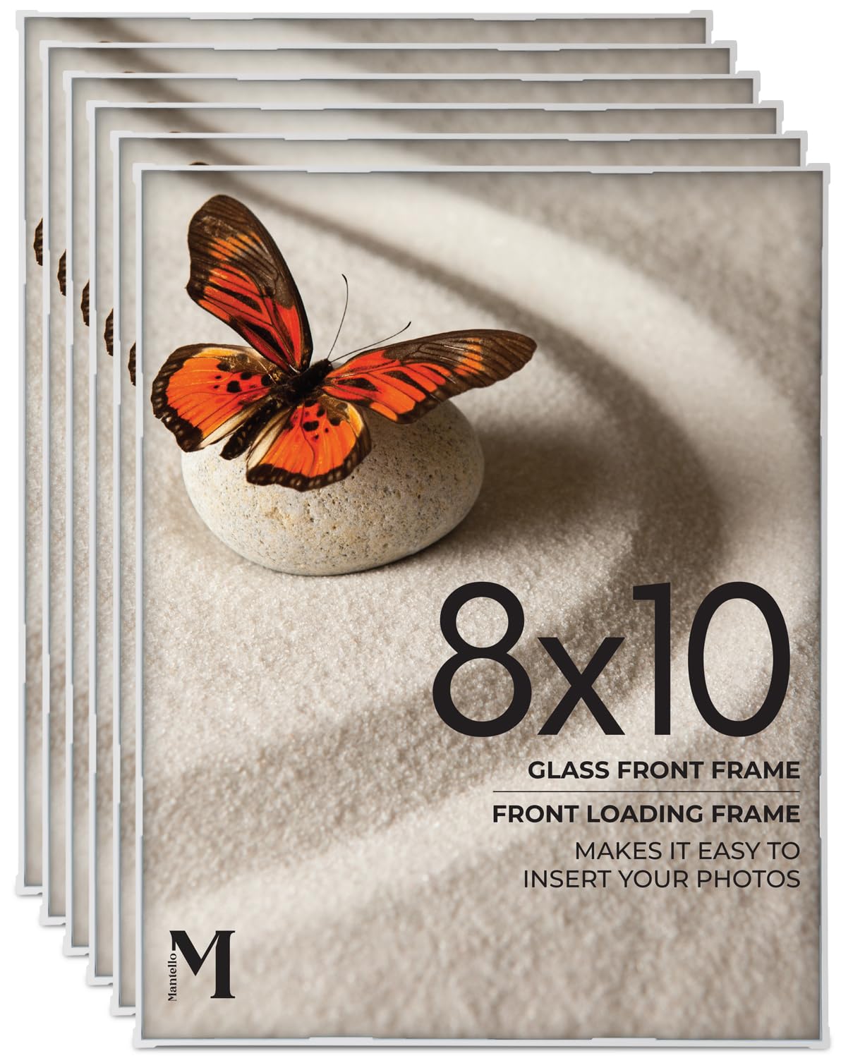 MANTELLO ESSENTIALS front view of 8x10 white frame showing clean presentation benefit