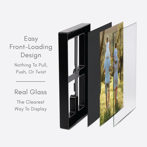 MANTELLO ESSENTIALS frame beside 5x7 print to demonstrate true-to-size scale
