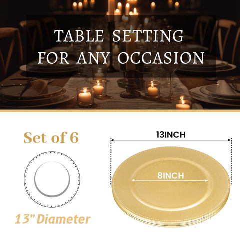 MAONAME charger plate under dinnerware demonstrating stable base benefit