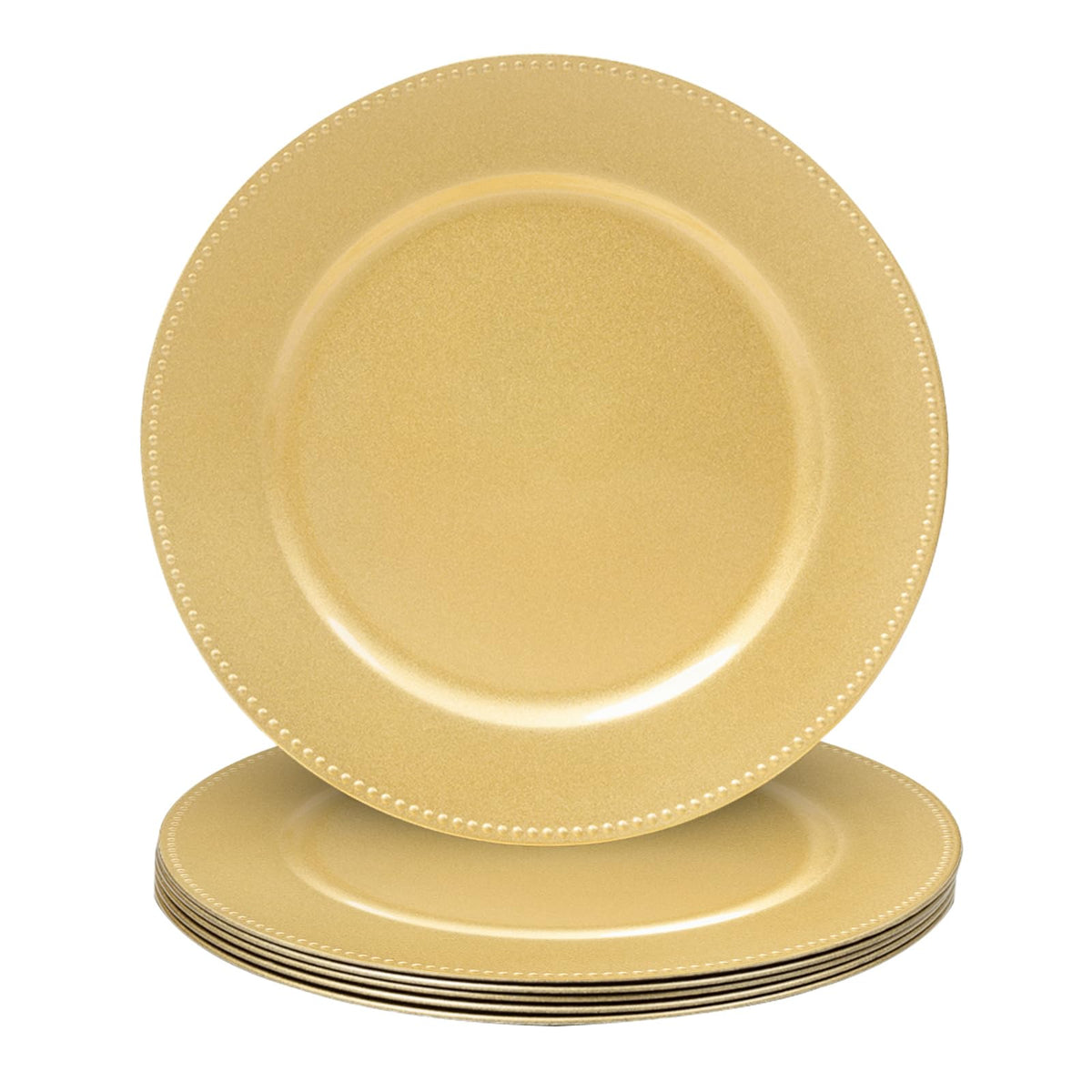 MAONAME front view showing gold charger plate set and elegant presentation benefit