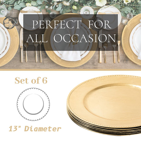 MAONAME charger beside 10-inch dinner plate demonstrating correct fit and scale