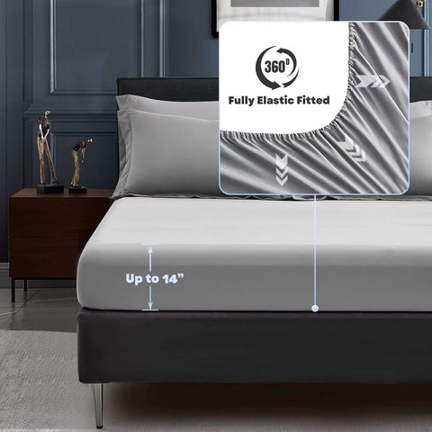Maple&Stone fitted sheet elastic fit demo showing secure snug mattress hold