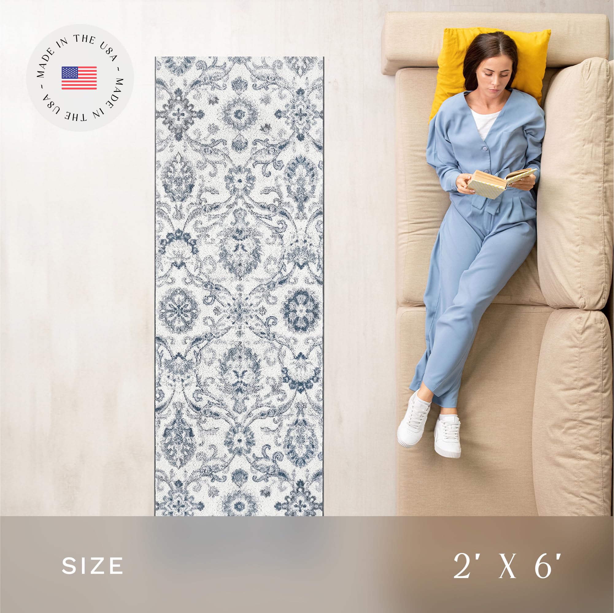 Maples Rugs detail of skid-resistant latex backing for safe floor grip