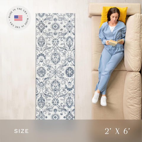 Maples Rugs detail of skid-resistant latex backing for safe floor grip