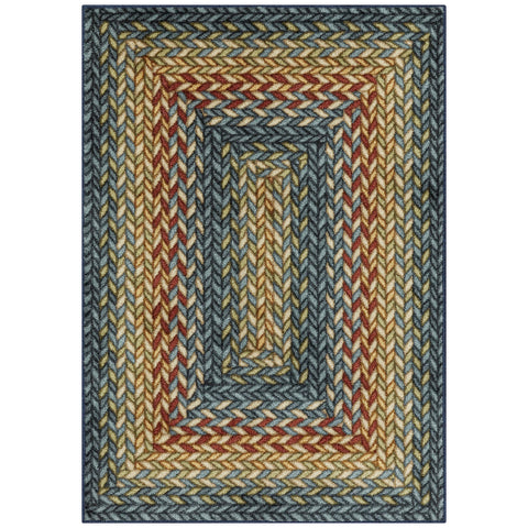 Maples Rugs Marion front view showing braided-style print and low profile benefit