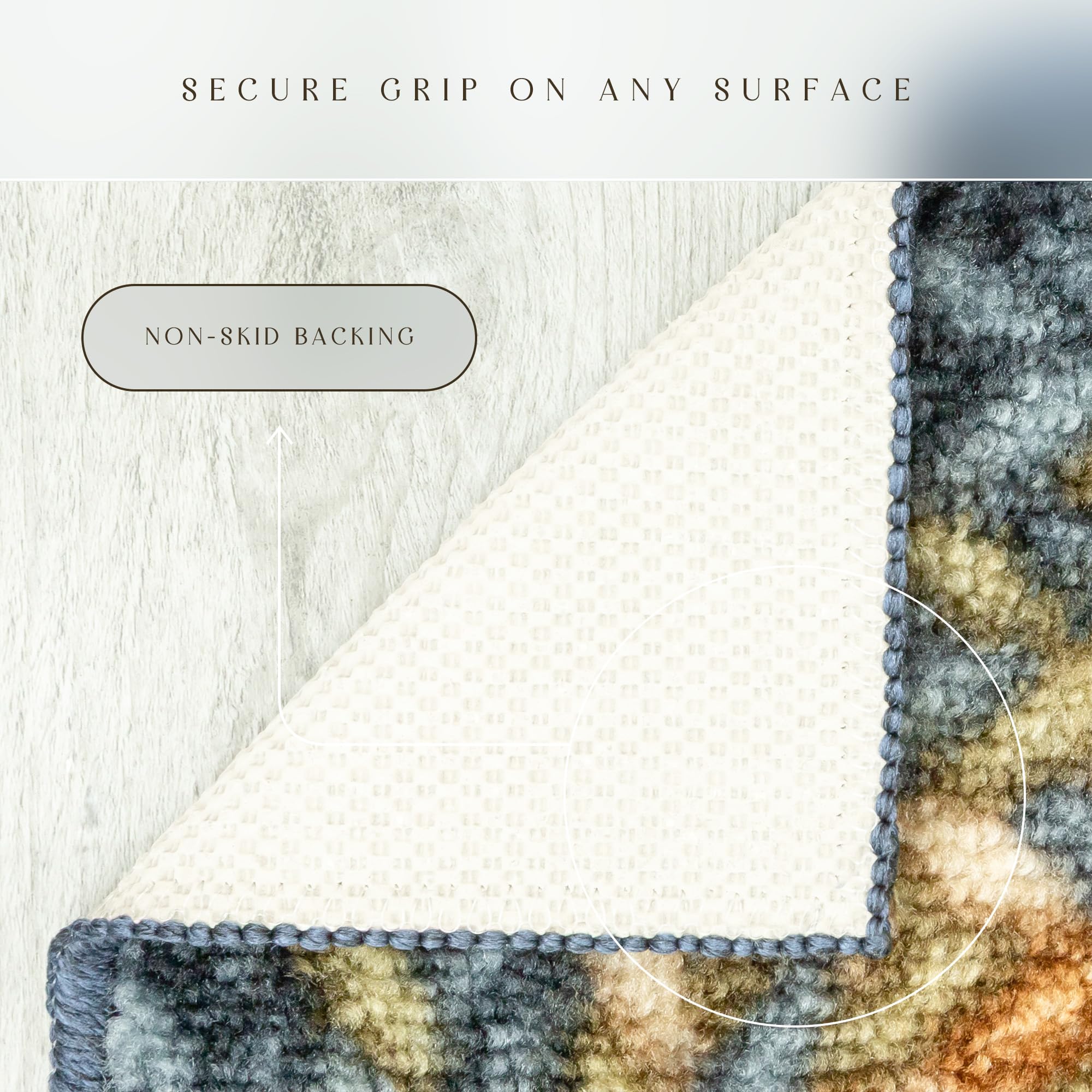 Maples Rugs Marion placed by a kitchen sink demonstrating durable stain-resistant benefit