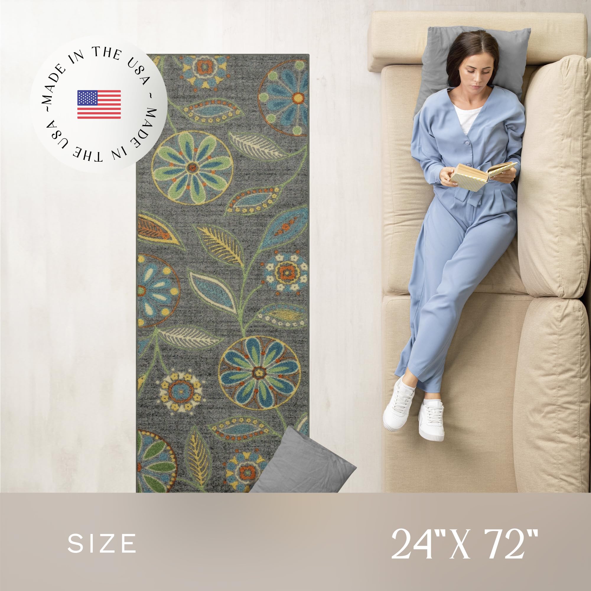 Maples Rugs latex backing close-up showing non-slip grip for safer placement on hard floors