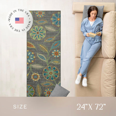 Maples Rugs latex backing close-up showing non-slip grip for safer placement on hard floors