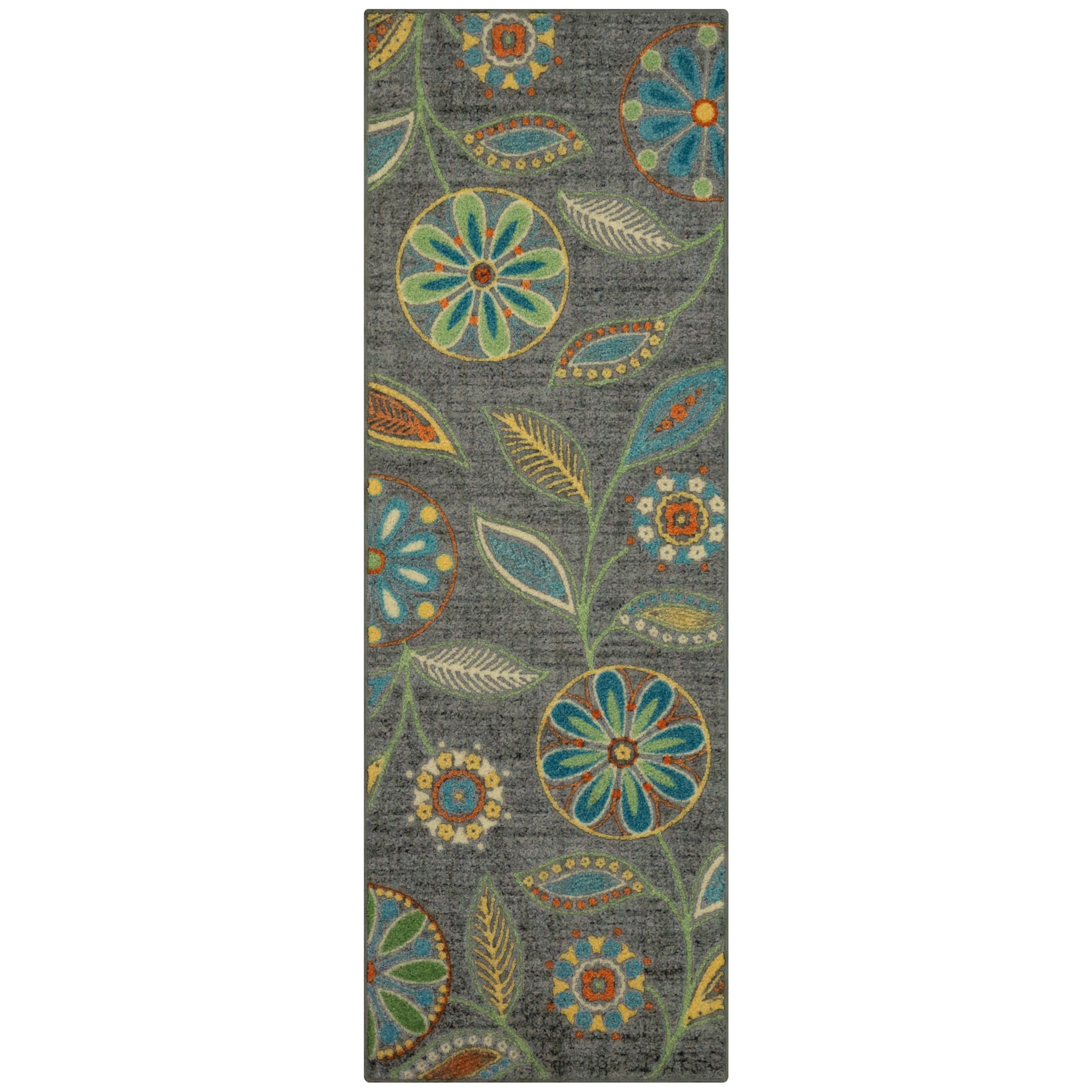 Maples Rugs Reggie runner front view showing bold floral pattern and dark grey contrast for instant style