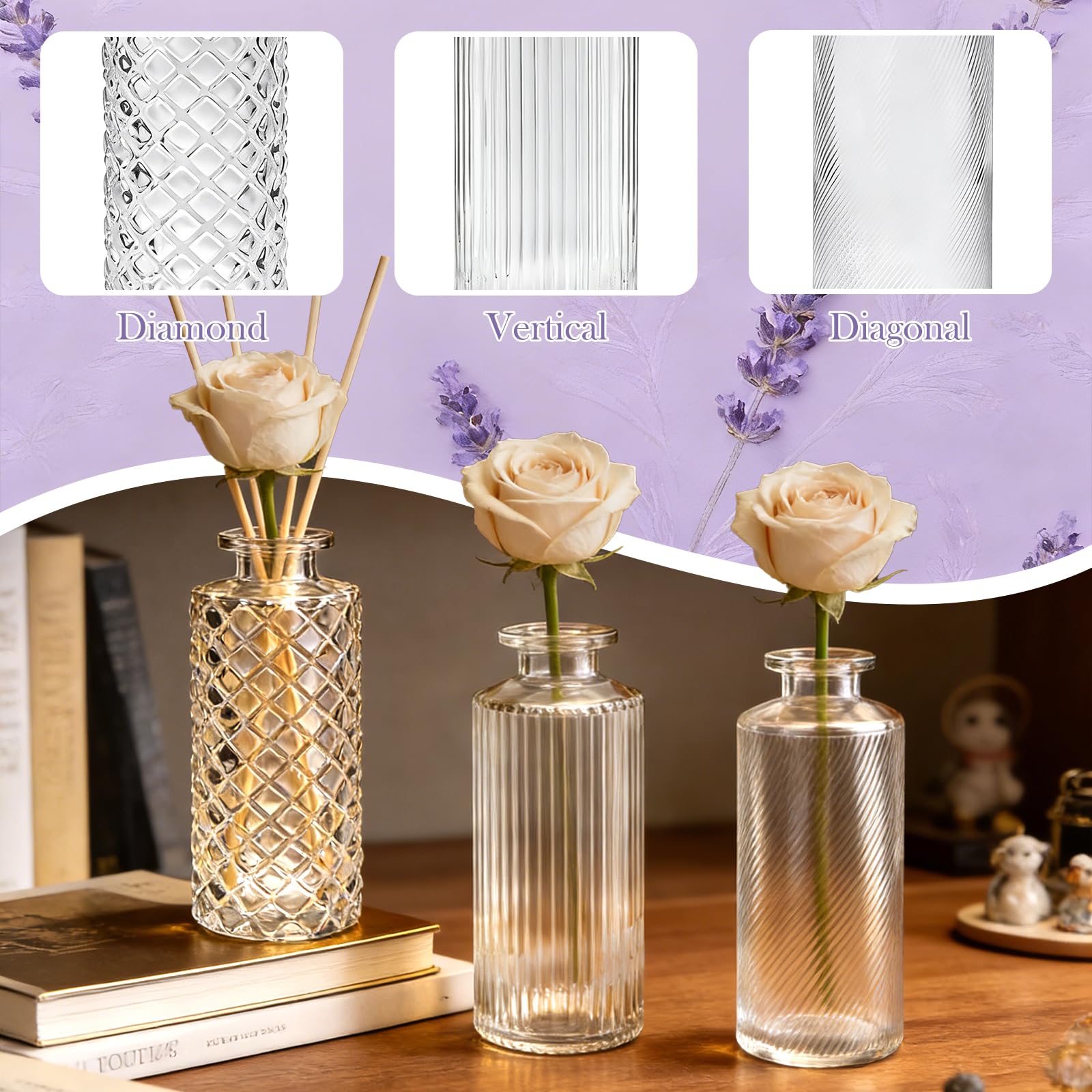 Mapoxy vases arranged as wedding centerpieces showing cohesive low-profile styling