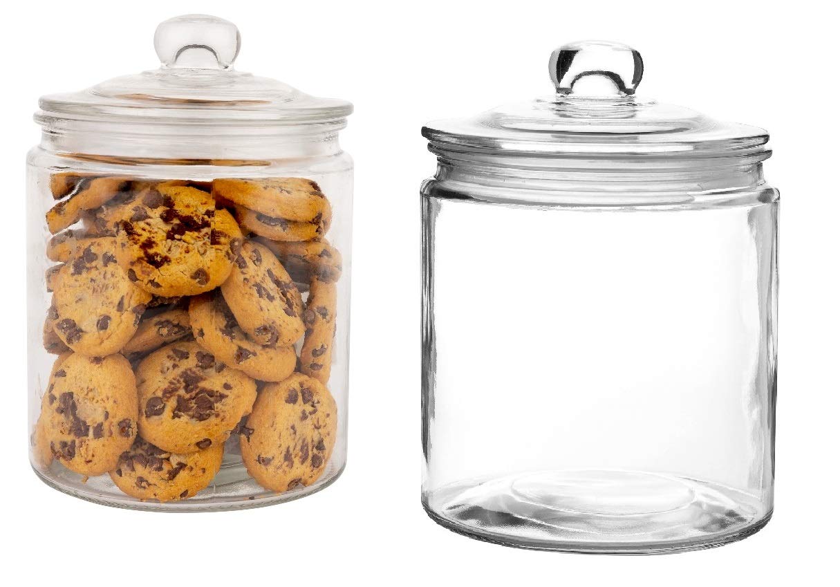 marbelous front view shows two clear glass jars ideal for neat pantry storage