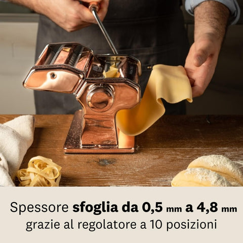 MARCATO Atlas 150 thin pasta sheet on board demonstrating even thickness and quality