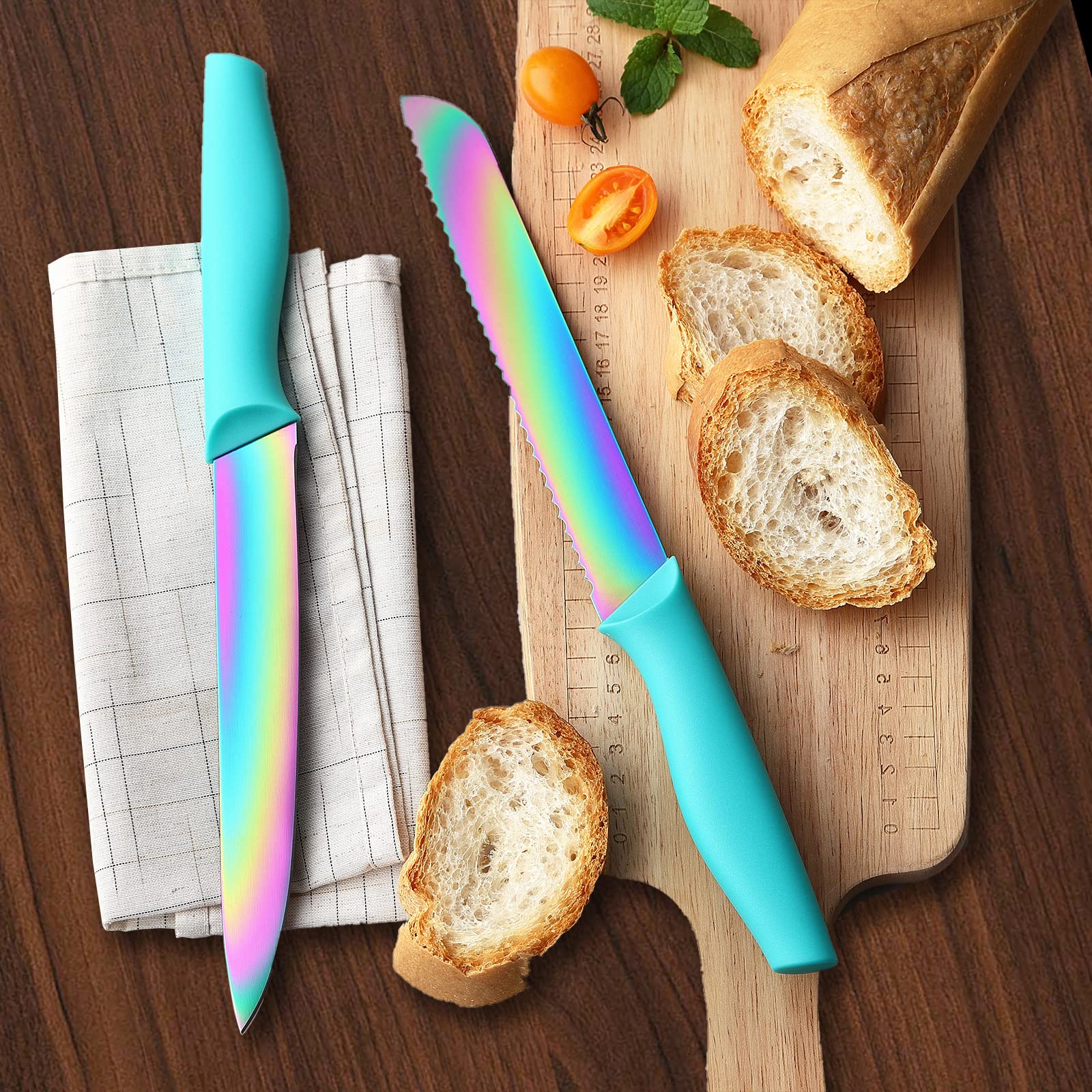 Marco Almond tiffany-blue hollow handle detail offering comfortable, secure grip