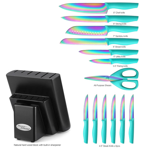 Marco Almond wooden knife block front view keeping knives organized and accessible