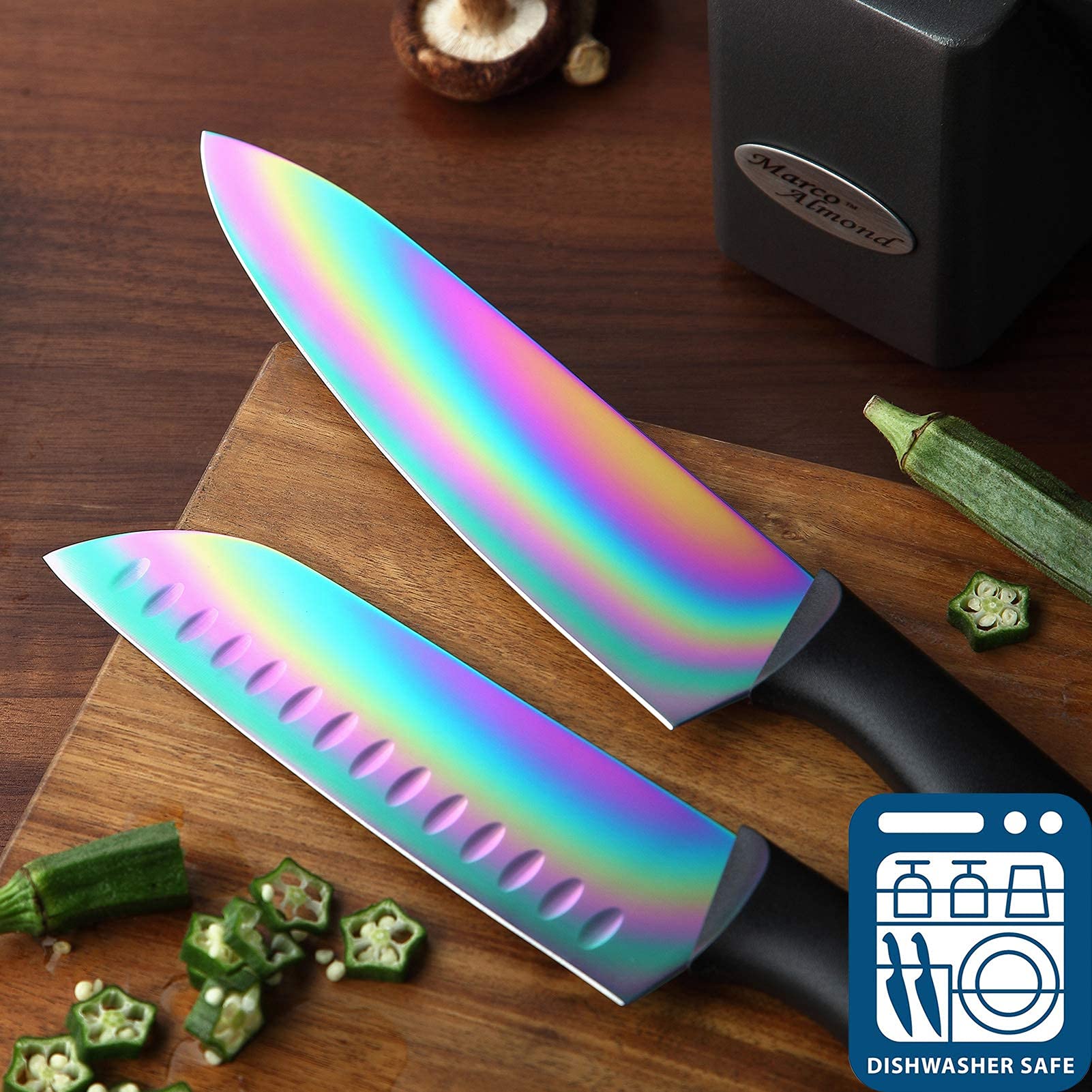 Marco Almond kitchen shears and paring knife shown for precise small tasks