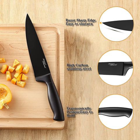 Marco Almond six steak knives on plate ready to serve improving meal presentation