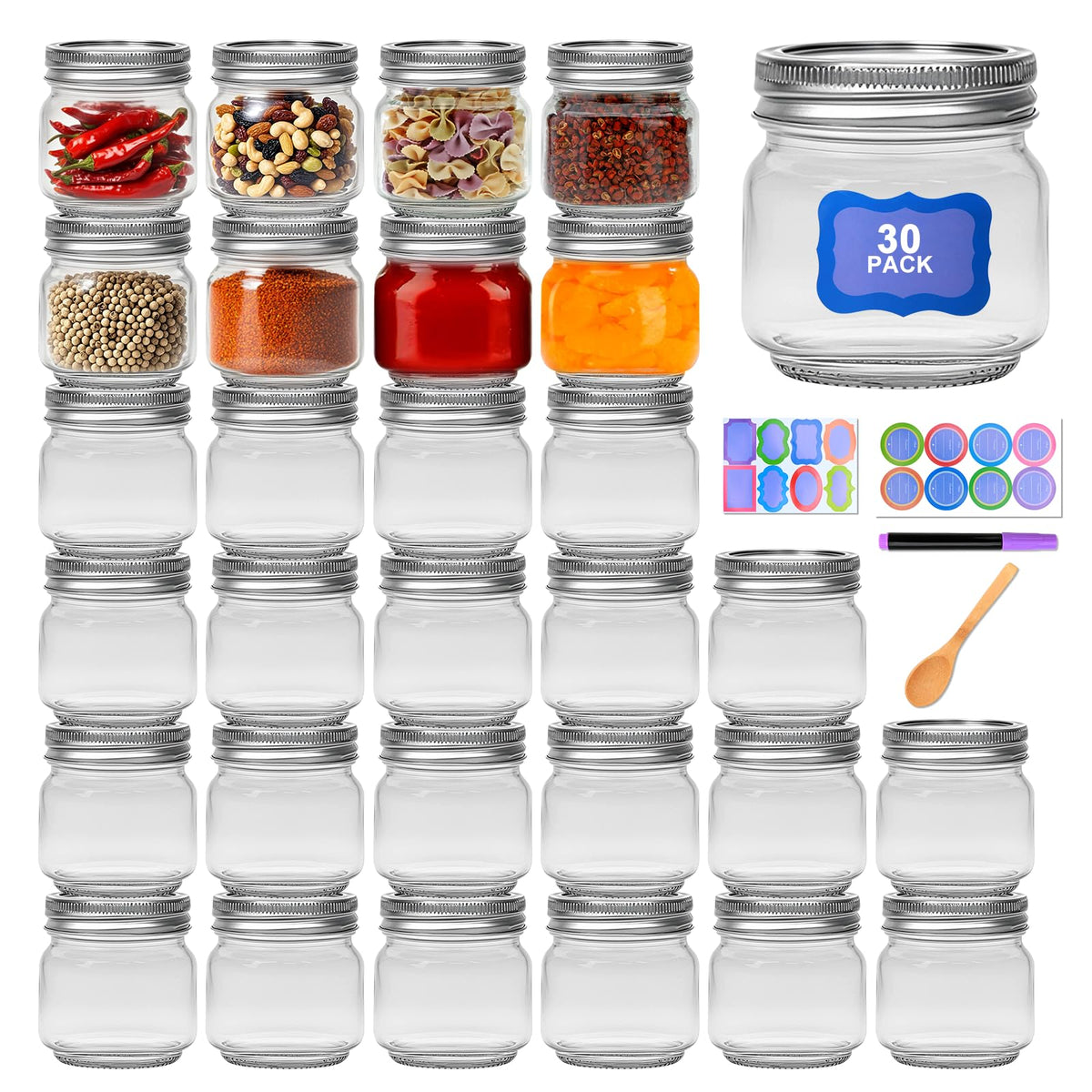 Maredash front packaging showing 30 jars and accessories for organized storage