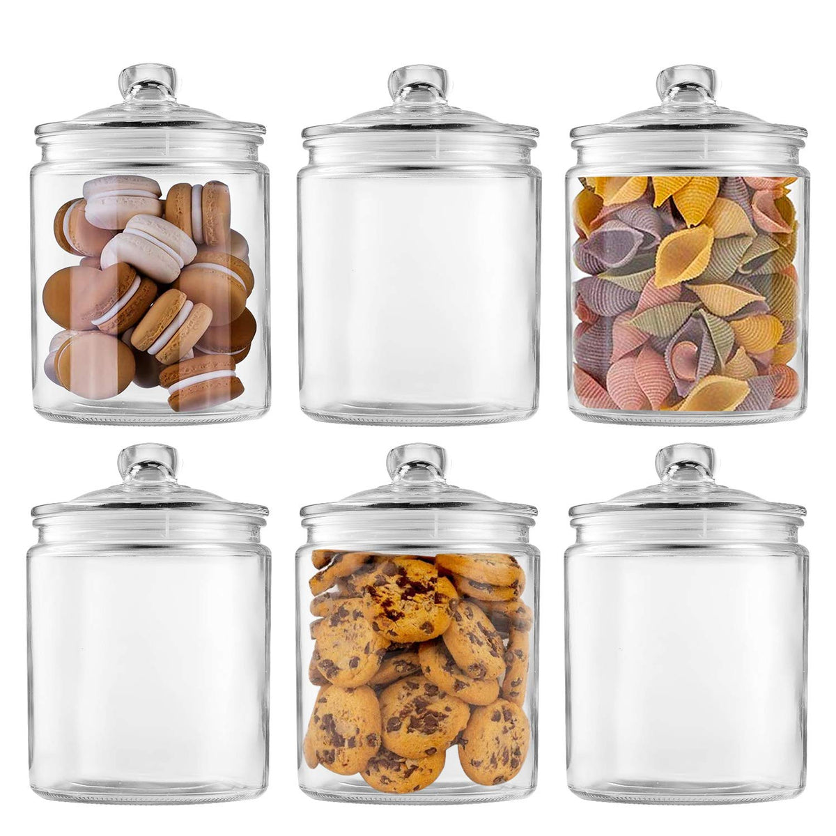 Maredash jar front view showing clear glass and lid, ideal for pantry display