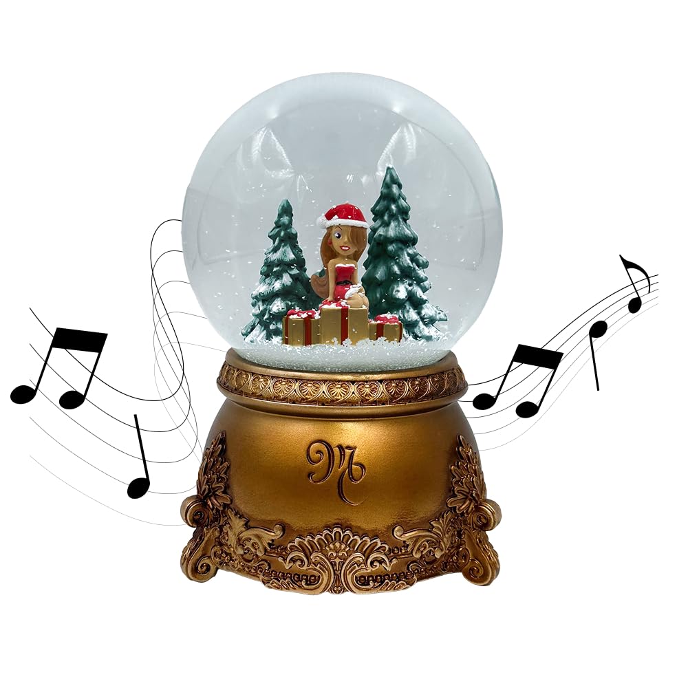 Mariah Carey snow globe front view showcasing figure and gold base benefit decorative focal point