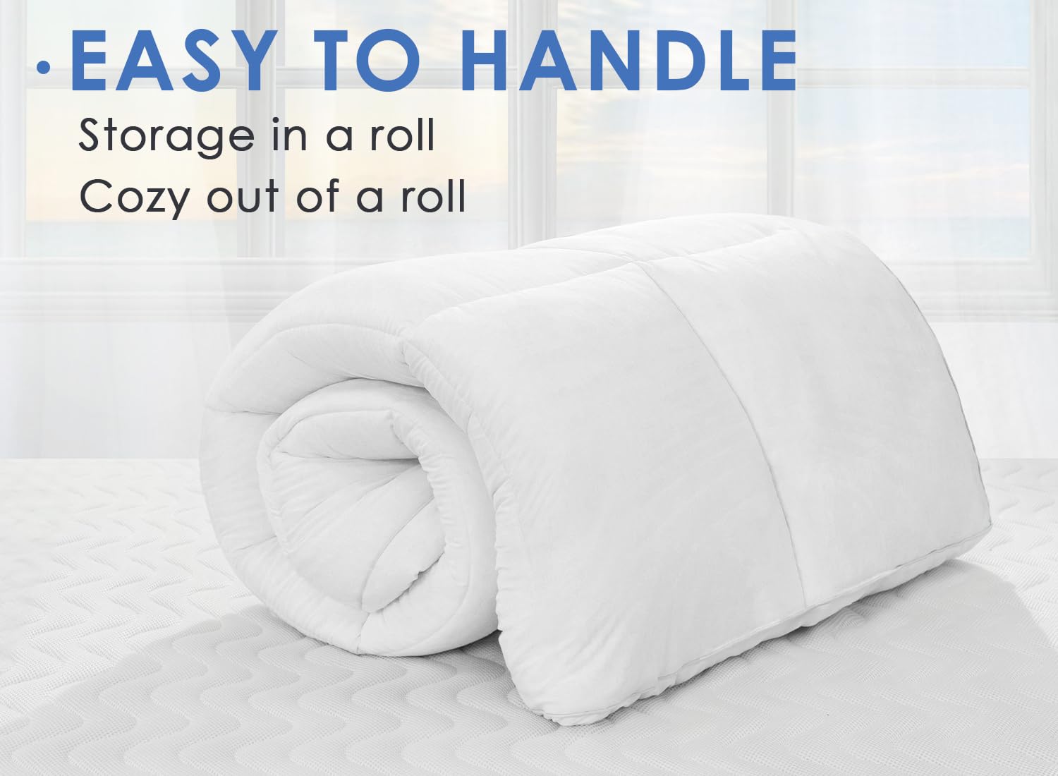 Marine Moon topper on mattress showing added softness in use