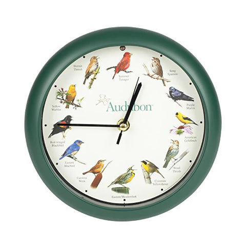 Mark Feldstein green clock front view showing readable face and benefit of easy time reading