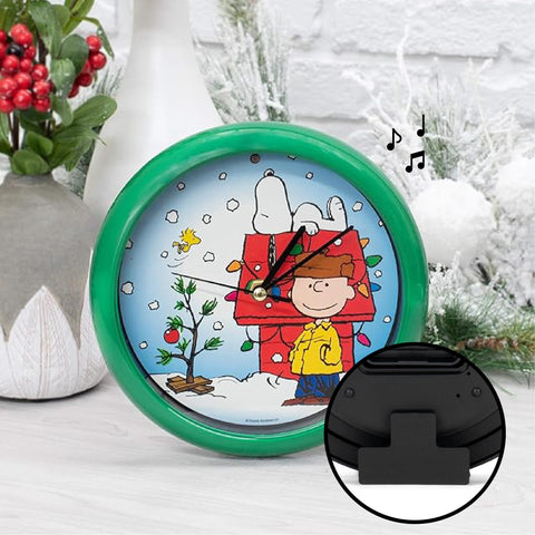 Mark Feldstein Peanuts clock in living room adding seasonal charm