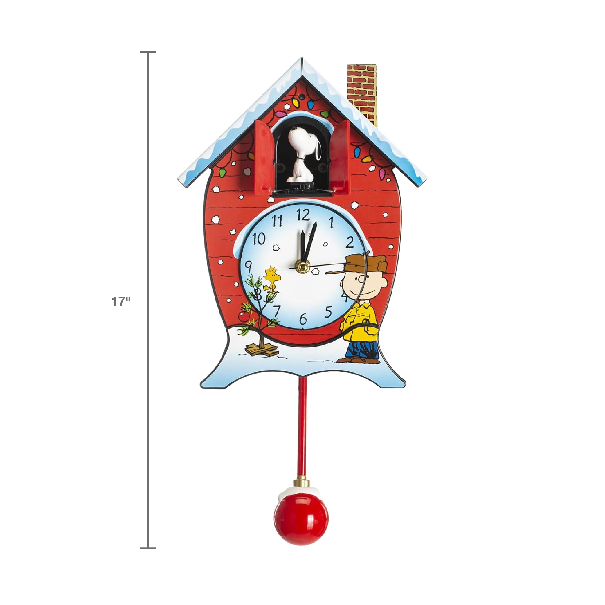 Mark Feldstein Peanuts pendulum detail showing removable swing mechanism for display flexibility