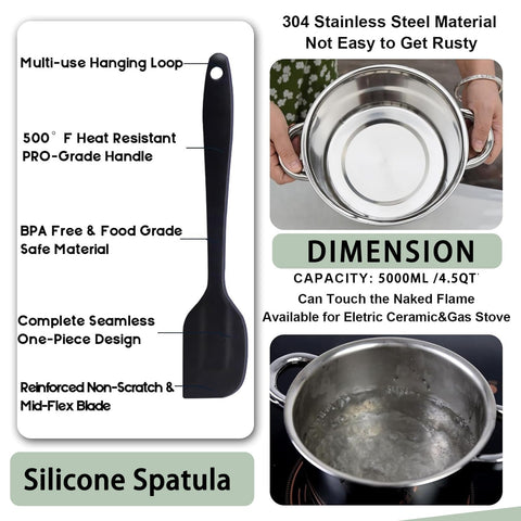 Marsheepy silicone spatula detail with stainless handle, efficient scraping benefit