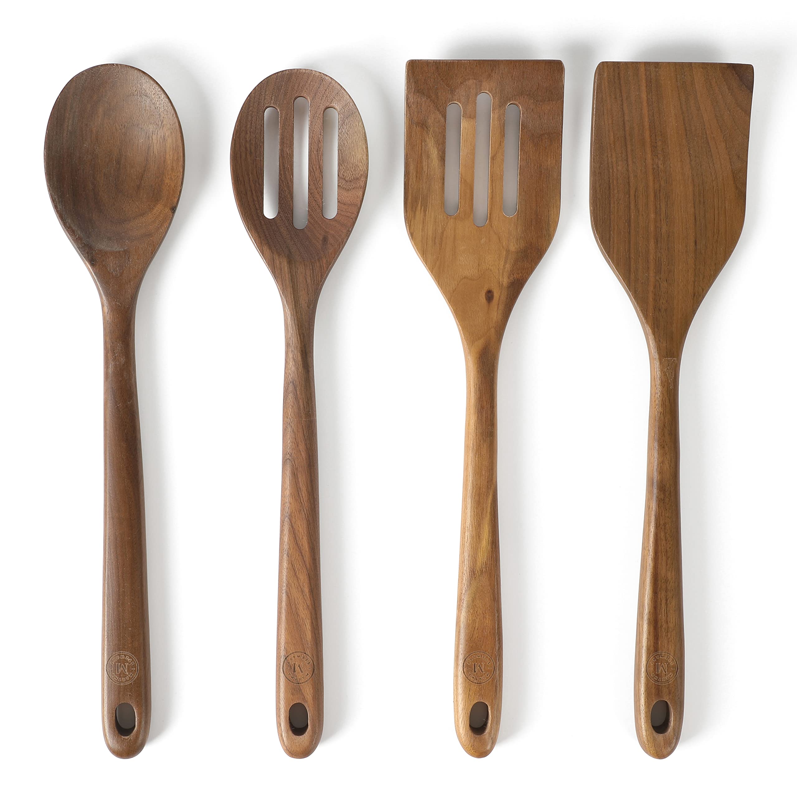 Martha Stewart walnuts set front view showing four utensils and rustic appeal
