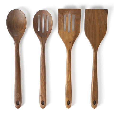 Martha Stewart walnuts set front view showing four utensils and rustic appeal