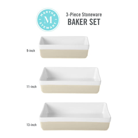 Martha Stewart nested bakers stacked to save cabinet space and stay organized