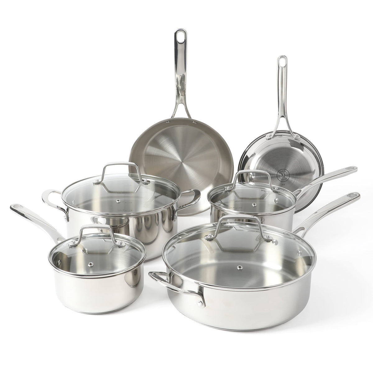 Martha Stewart Castelle front packshot showing full 10-piece set and polished finish for versatile cooking