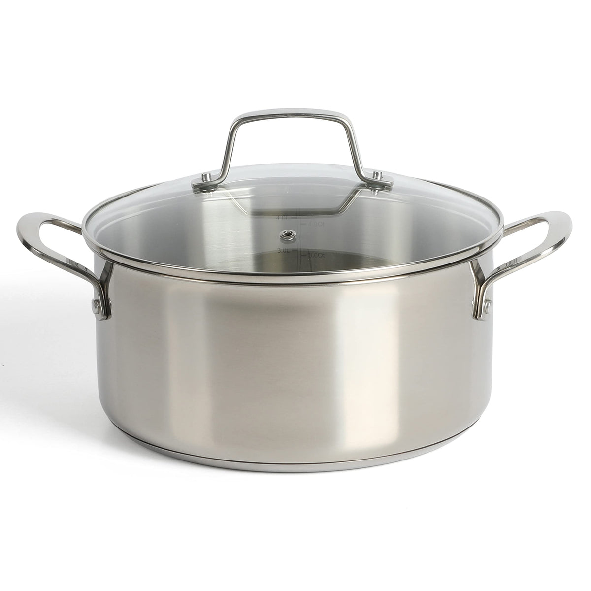 Martha Stewart Castelle front view showing polished stainless and elegant silhouette, lasting performance