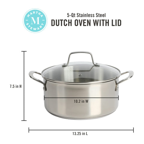 Martha Stewart Castelle tempered glass lid detail with vent for visibility and boil-over control
