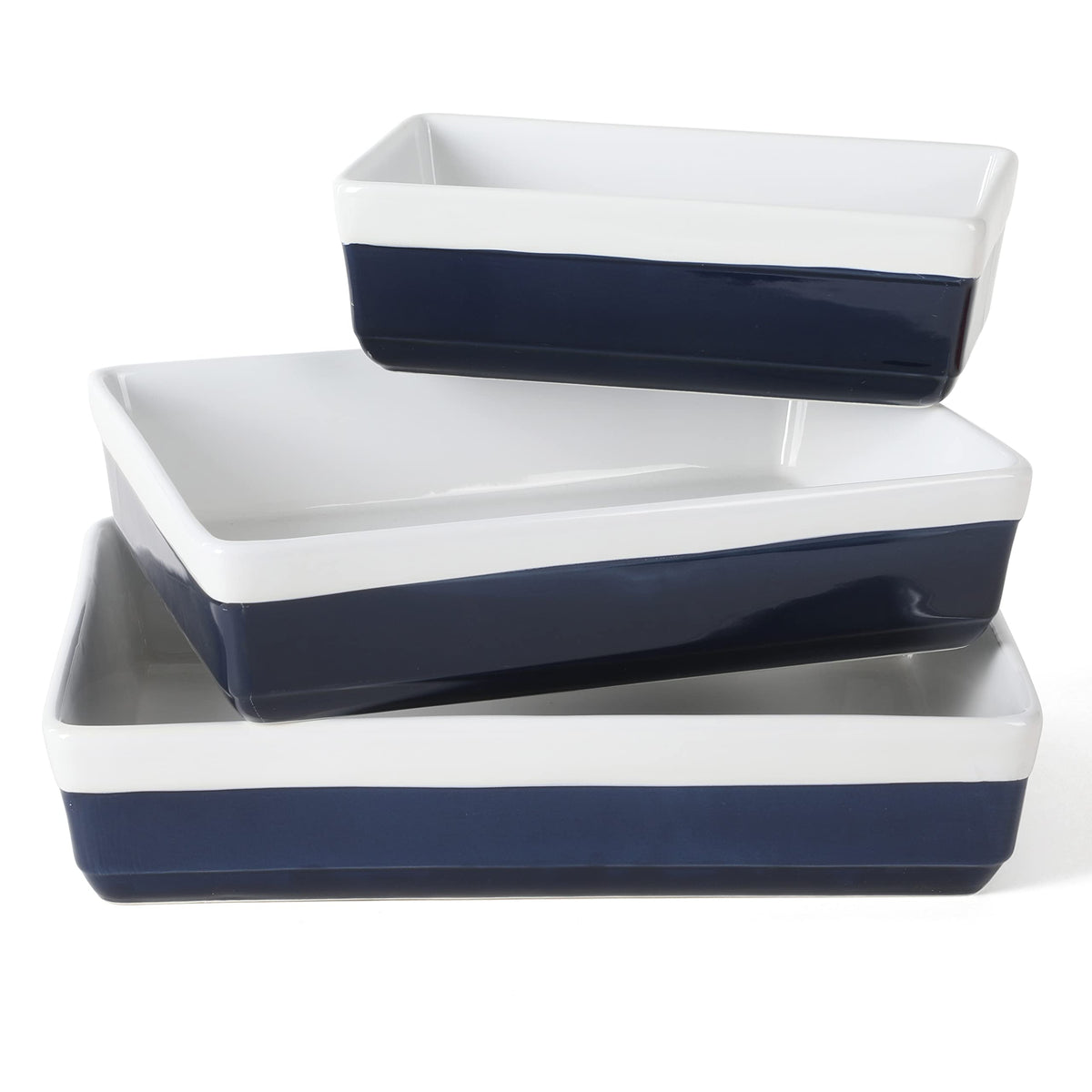 Martha Stewart cobalt front view showing elegant oven-to-table appearance and durability