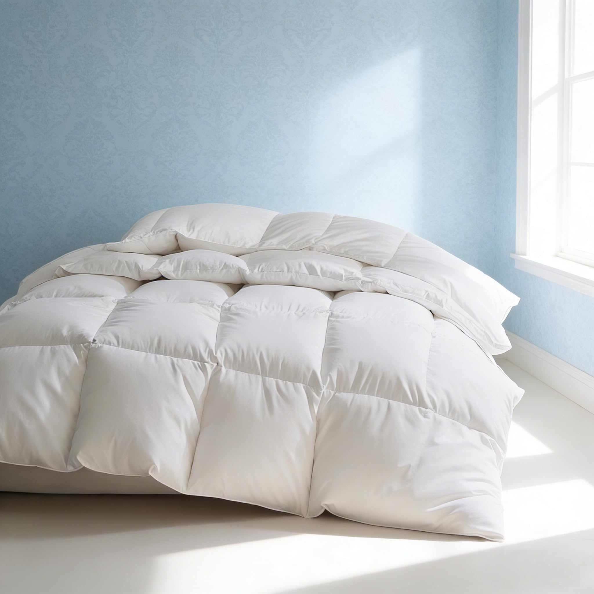 Martha Stewart comforter front view showing plush queen fit and inviting look