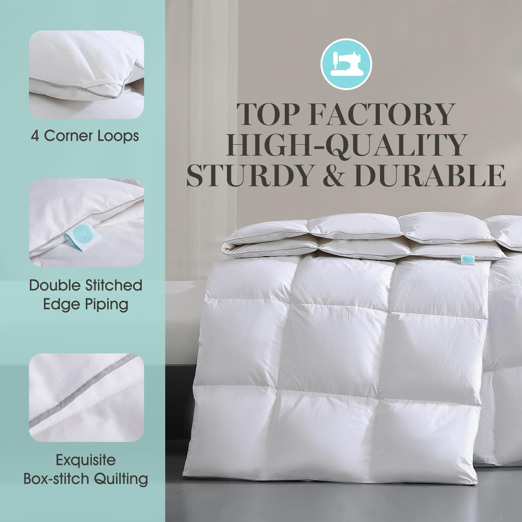 Martha Stewart image of corner loops demonstrates secure duvet cover attachment and anti-shift benefit